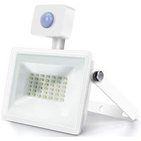 LED Bouwlamp 30 Watt met Sensor - LED Schijnwerper - Aigi Sunny - Natuurlijk Wit 4000K - Waterdicht IP65 - Mat Wit - Aluminium - thumbnail