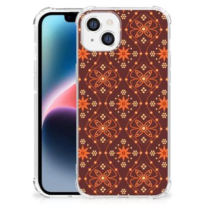 Apple iPhone 14 Plus Doorzichtige Silicone Hoesje Batik Brown Apple iPhone 14 Plus Doorzichtige Silicone Hoesje Batik Brown