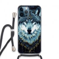Darkness Wolf: iPhone 13 Pro Max Transparant Hoesje met koord