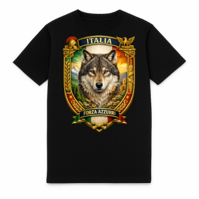 FC ELEVEN - Italië Forza Azzurri Heavy T-Shirt - Zwart