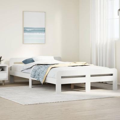 Bedframe zonder matras massief grenenhout wit 135x190 cm