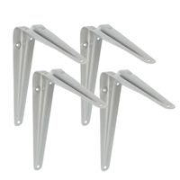 AMIG Plankdrager/planksteun van metaal - 4x - gelakt zilver - H250 x B200 mm