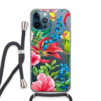 Papegaaien: iPhone 13 Pro Max Transparant Hoesje met koord