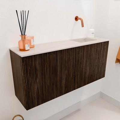 Toiletmeubel Mondiaz Joya Dlux | 90 cm | Meubelkleur Walnut | Faye wastafel Meli Wasbak Rechts | Zonder kraangat(en)