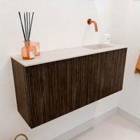 Toiletmeubel Mondiaz Joya Dlux | 90 cm | Meubelkleur Walnut | Faye wastafel Meli Wasbak Rechts | Zonder kraangat(en)