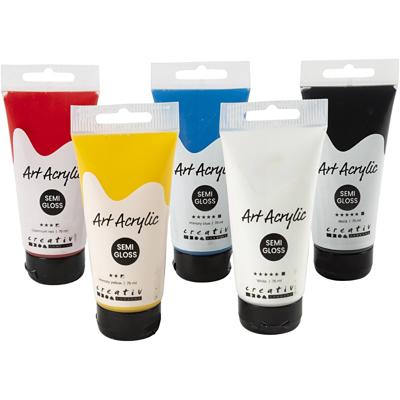 Creativ Company Pigment art acrylverf primaire kleuren, 5x75ml