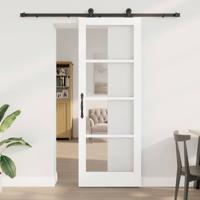Schuifdeur met Hardware Set 'ORKDAL'Witte Massief Hout & Glas