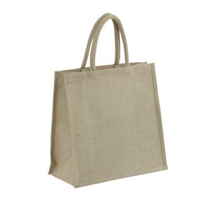 1x Jute boodschappentassen/strandtassen 35 x 34 cm naturel