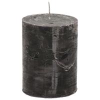 Stompkaars - zwart - 7 x 9 cm - middel rustiek model - cilinderkaars - kaars