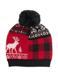 Ralph Lauren Kids bonnet en maille Fair Isle à pompon - Noir