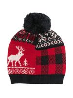 POLO RALPH LAUREN KIDS bonnet en maille Fair Isle à pompon - Noir