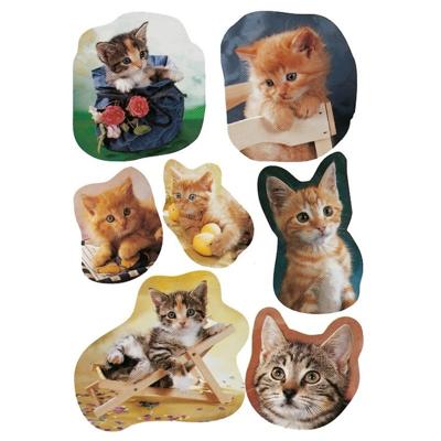 Katten/poezen dieren stickers - 21x stuks op vel - kinderstickers - stickervellen - knutselspullen