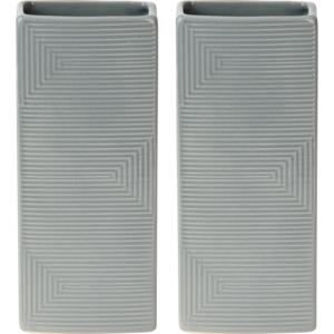 Waterverdamper radiator - 2x - grijs - met relief - kunststeen - 18 cm - luchtbevochtiger