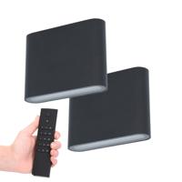 Set van 2 Dallas S LED Wandlampen - Zwart - 6 Watt 720 lumen - 3000K warm wit - Up & Down light - IP54 waterdicht - Incl. dimmer met afstandsbediening - Binnen & buiten