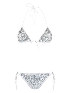 Oséree haut de bikini triangle à sequins - Argent