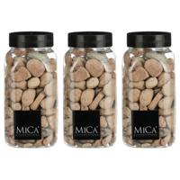 Mica Decorations decoratie stenen - 3x - 650ml - groot - roestbruin mix - hobby steentjes