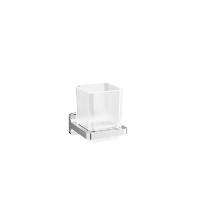 Crosswater Rotar Bekerhouder - 8x9.8x9cm - met beker - vierkant - wandmodel - chroom RT003C