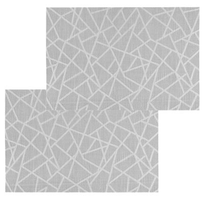 Set van 8x stuks placemats grafische print grijs texaline 45 x 30 cm