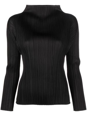 Pleats Please Issey Miyake haut plissé à col montant - Noir