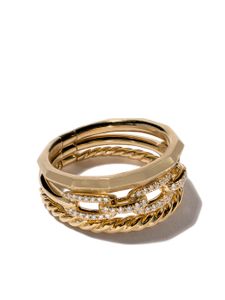 David Yurman 18kt yellow gold Stax diamond narrow ring - Or