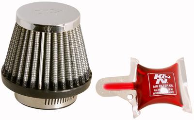 K&N Luchtfilter universeel verchroomd, Universele luchtfilters voor de moto, RC-2490