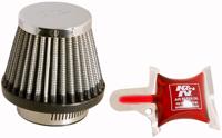K&N Luchtfilter universeel verchroomd, Universele luchtfilters voor de moto, RC-2490