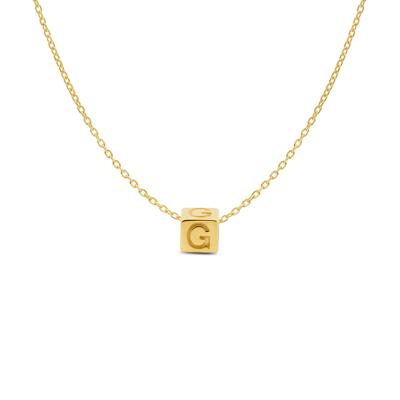 Minimalistische letter ketting cube - 14K GOUD - Goud - G