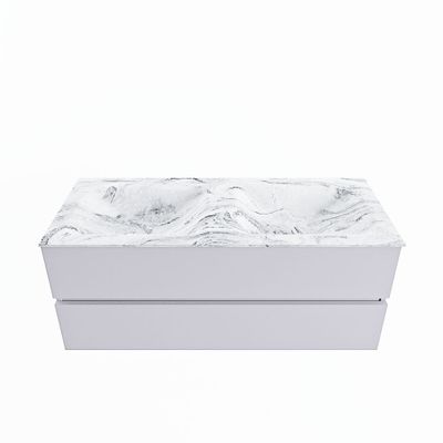 MONDIAZ VICA-DLUX 120cm badmeubel onderkast Cale 2 lades. Inbouw wastafel CLOUD dubbel 2 kraangaten, kleur Glace.