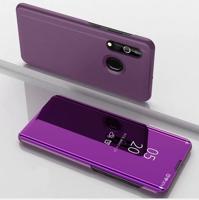 Galvaniseren spiegel horizontale Flip lederen case voor Samsung A20 E met houder (paars)