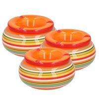 3x stuks asbak in mooie rode kleuren combinatie 13 cm