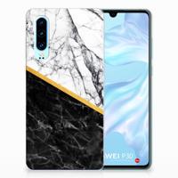 Huawei P30 | TPU | Siliconen hoesje | Marmer Wit Zwart - Origineel Cadeau Man