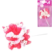 Decoratiebloem met parels roze 13 cm set van 6 | 24 stuks