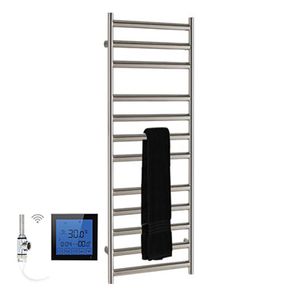 SSI Design Athena elektrische radiator met zwarte digitale thermostaat RVS geborsteld 80x60cm 300W