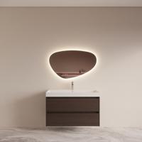 Badmeubelset BWS Riga met Lako Wastafel Wit 100 cm Bruin Eiken