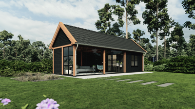 Trendhout Zadeldak XL Buitenverblijf 530x380 cm Douglashout blank- Zadeldak- Hout- Trendhout