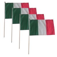 Luxe grote zwaaivlaggen Italie - 4x - 30 x 45 cm - op lange stok - feestartikelen