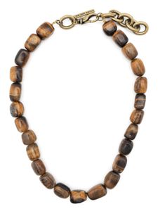 DRIES VAN NOTEN collier à perles oeil tigre - Marron