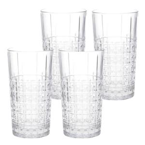 4x Stuks longdrink glazen met relief 490 ml