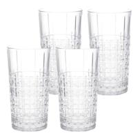 4x Stuks longdrink glazen met relief 490 ml