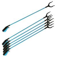 Afvalgrijper/vuilnisgrijper - 6x - blauw - lange steel - 83 cm - zonder te bukken - oppaktang