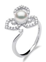 Yoko London bague Petal en or blanc 18ct sertie de perles et diamants - Argent - thumbnail