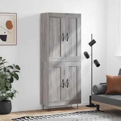 Hoge kast 69,5x34x180 cm bewerkt hout grijs sonoma eikenkleurig