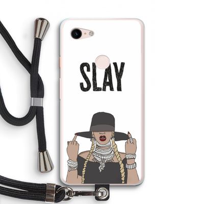 Slay All Day: Pixel 3 XL Transparant Hoesje met koord