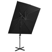 vidaXL Zweefparasol met dubbel dak 250x250 cm zwart - thumbnail