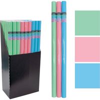 Babyshower/geboorte Inpakpapier Cadeaupapier - 3 Rollen - Pastel Blauw, Groen, Roze - 2 meter x 70 cm - thumbnail
