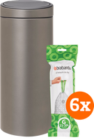Brabantia Touch Bin 30 Liter Platinum + Vuilniszakken (120 stuks) - thumbnail