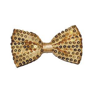 Carnaval verkleed vlinderstrikje met glitter pailletten - goud - polyester - heren/dames