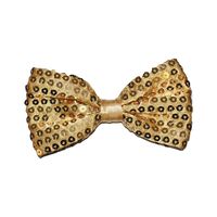 Carnaval verkleed vlinderstrikje met glitter pailletten - goud - polyester - heren/dames - thumbnail