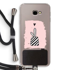 Zwart-wit cactus: Samsung Galaxy J4 Plus Transparant Hoesje met koord