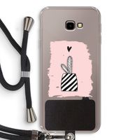 Zwart-wit cactus: Samsung Galaxy J4 Plus Transparant Hoesje met koord